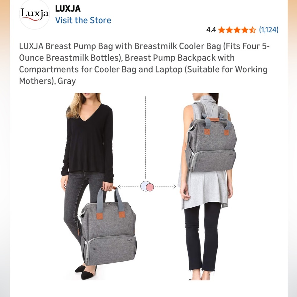 Gray Breast Pump Backpack with Cooler - Picture 7 of 8